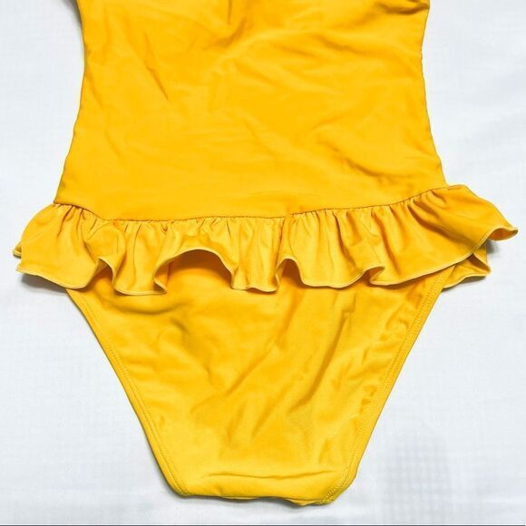 One Piece Swimsuit With Ruffle Mustard Yellow Size Small New - Picture 9 of 13